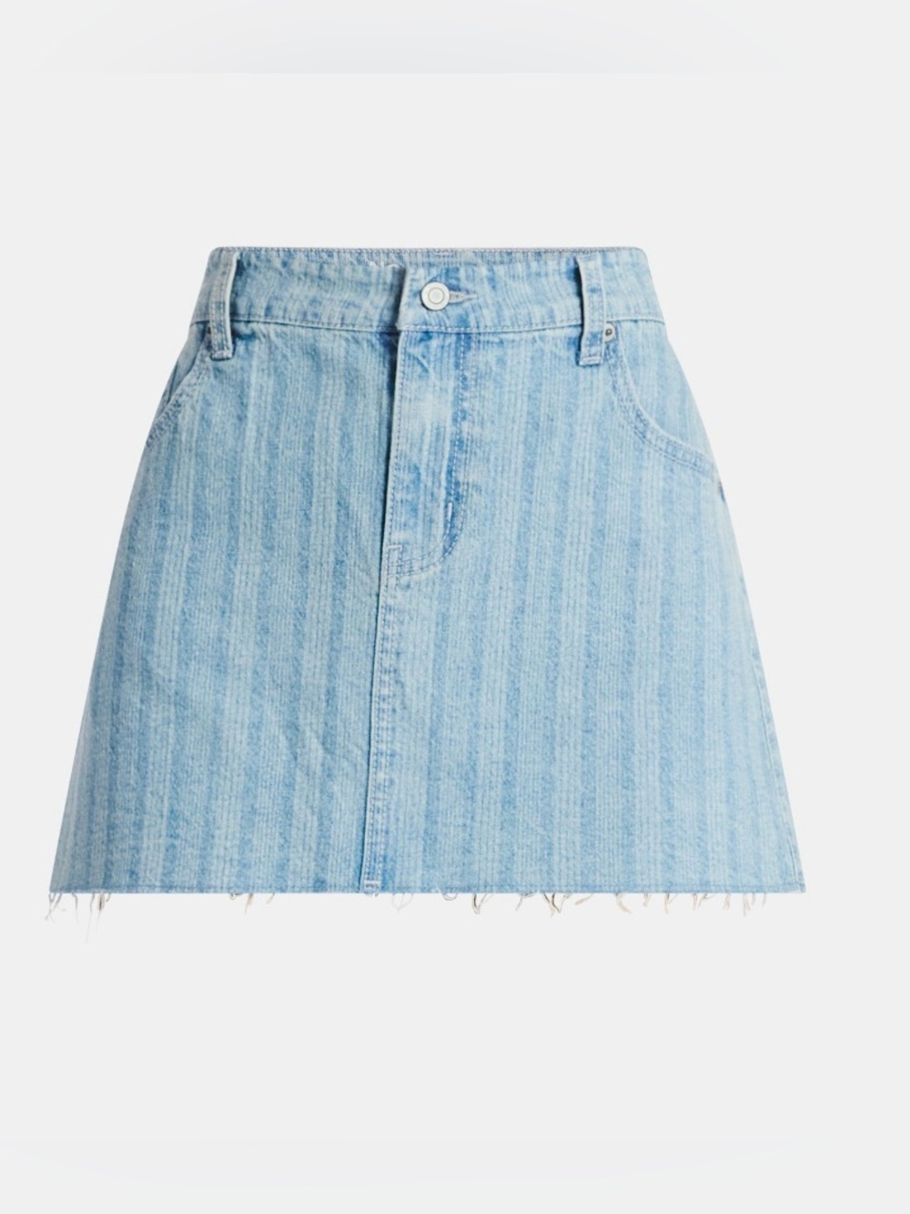 NWT No Boundaries Denim Mini Skirt Raw Hem Light Wash A-Line Size M 8-10